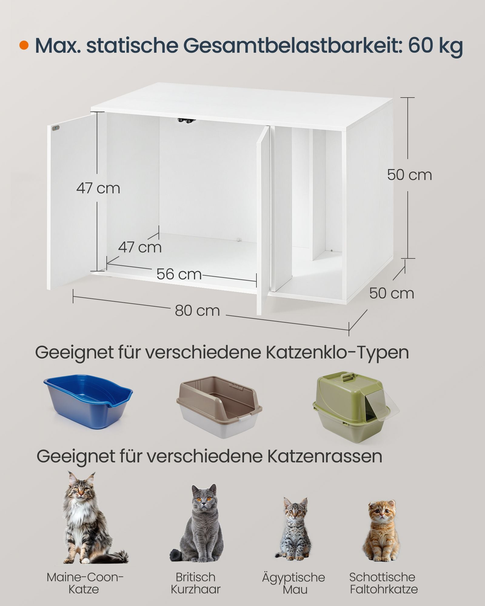 Katze mit Push-to-Open-Türen für große Katzen gebacken