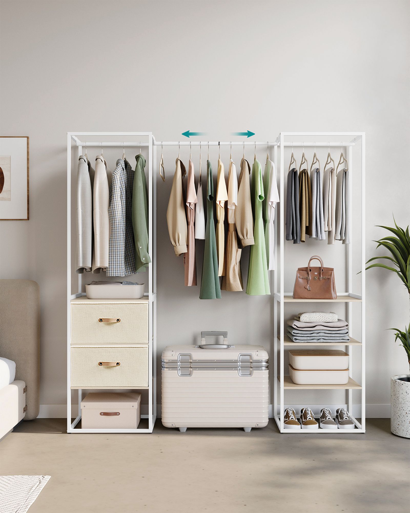 Kleidungsständer - mit 2 Schubladen - Natural Beige