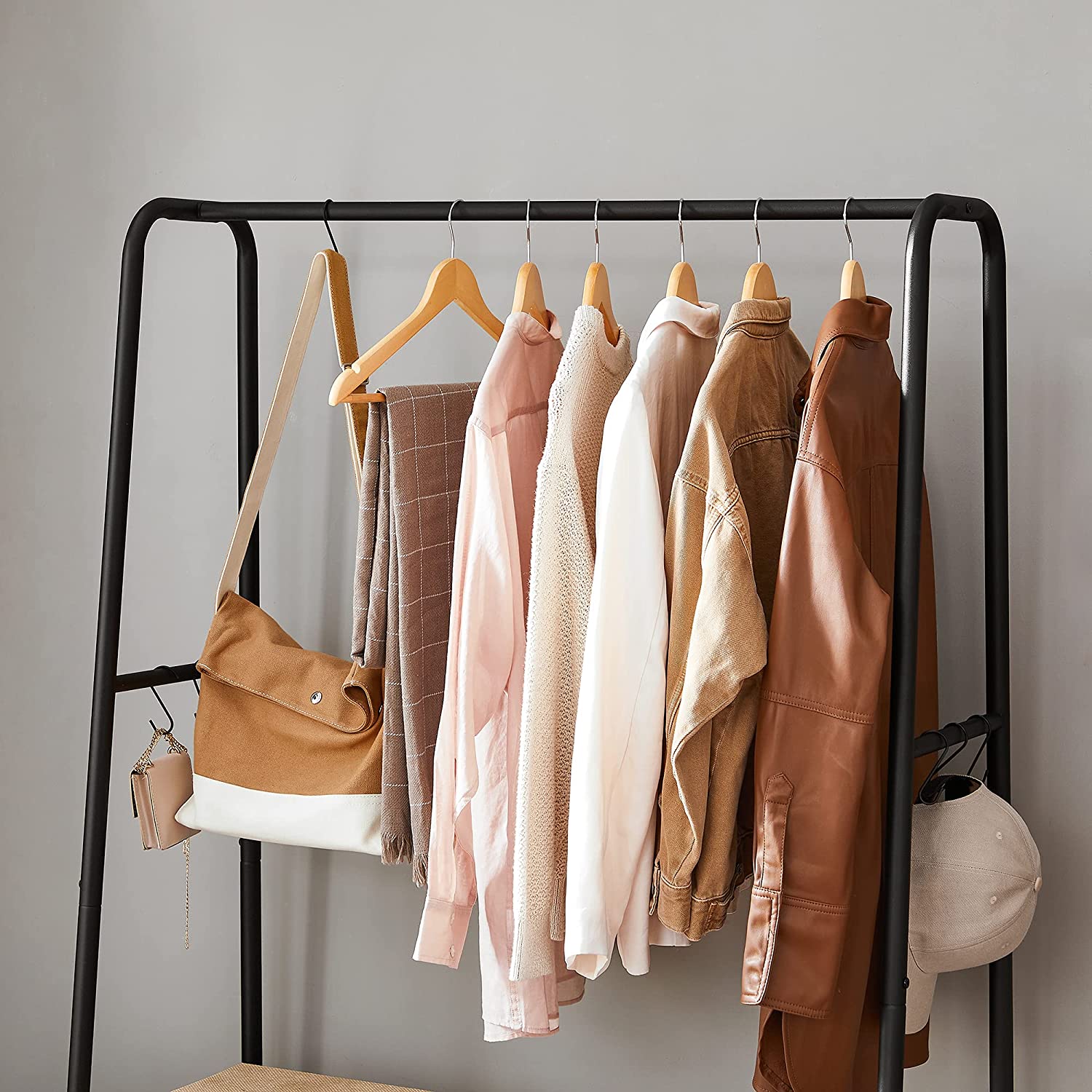 Bekleidungsregal - Kleiderregal - Garderobe - 2 Regale - Stahlrahmen - braun/schwarz