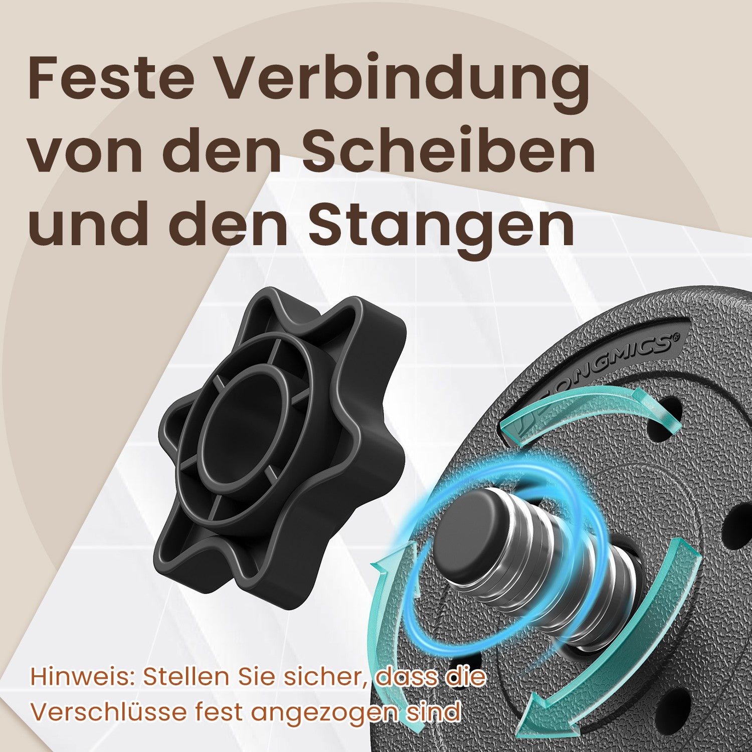 2-in-1-Halfter-Dumbbells mit Stahlverbindungsrohr, 2 x 10 kg, Tintenschwarz