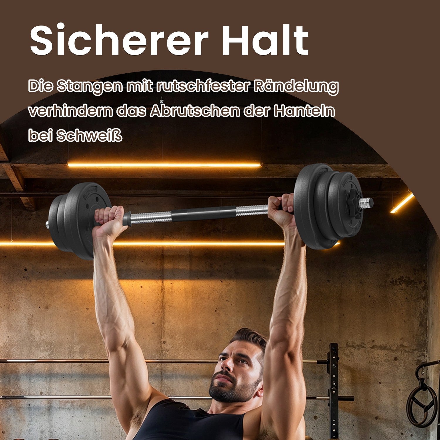 2-in-1-Halfter-Dumbbells mit Stahlverbindungsrohr, 2 x 10 kg, Tintenschwarz