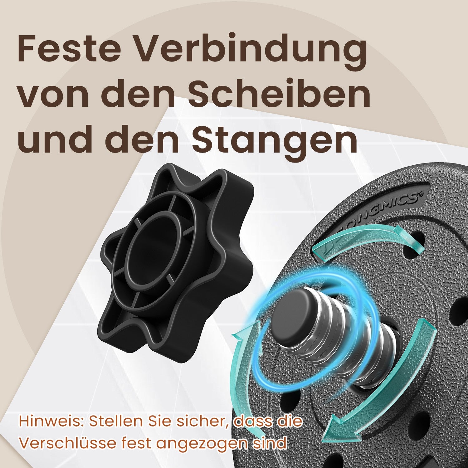 2-in-1-Halfter-Dumbbells mit Stahlverbindungsrohr, 2 x 15 kg, Tintenschwarz