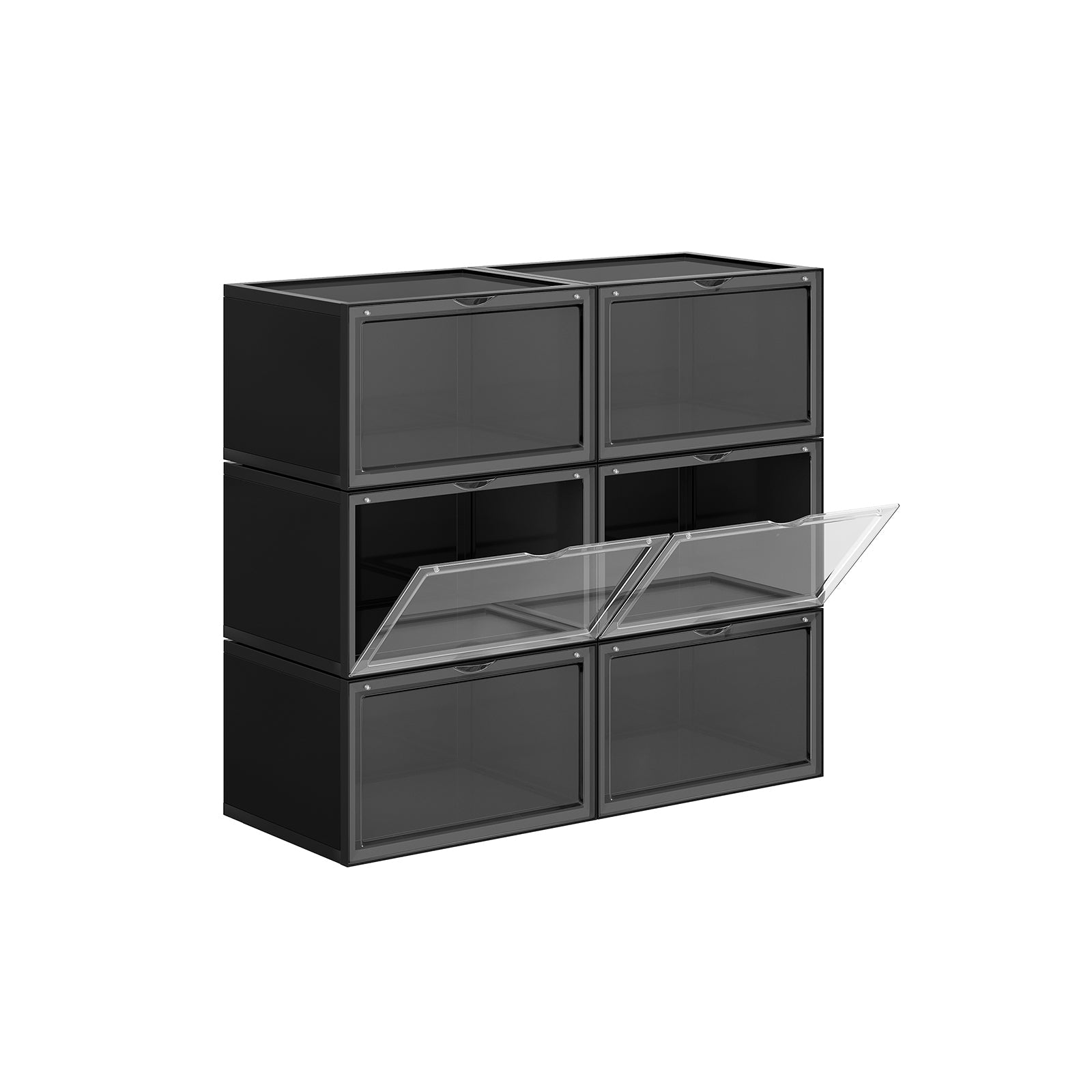 Schuhkartons - Set von 6 - Stapelbare Speicherboxen - 46,36 x 28 x 22 cm - transparent