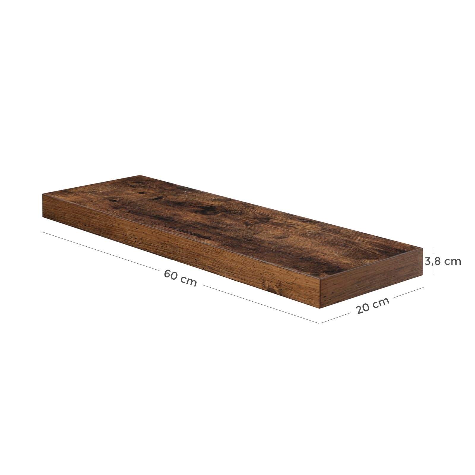 Schwimmende Planke - Holzaussehen - 60 x 20 x 3,8 cm - braun