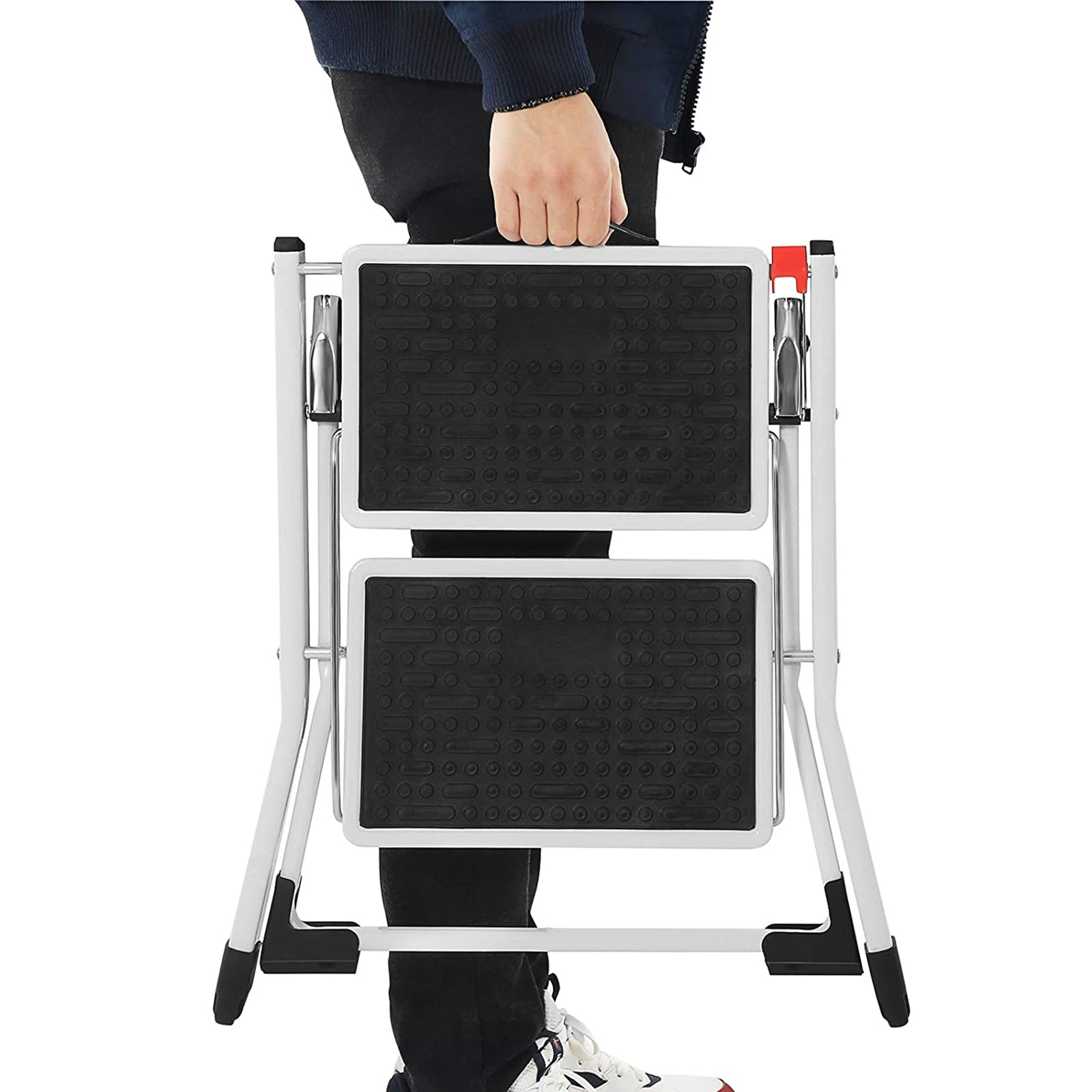 Klappleiter - 2 Schritte - Anti -Klingel -Gummi - mit Griff - 150 kg Ladungskapazität - Stahl