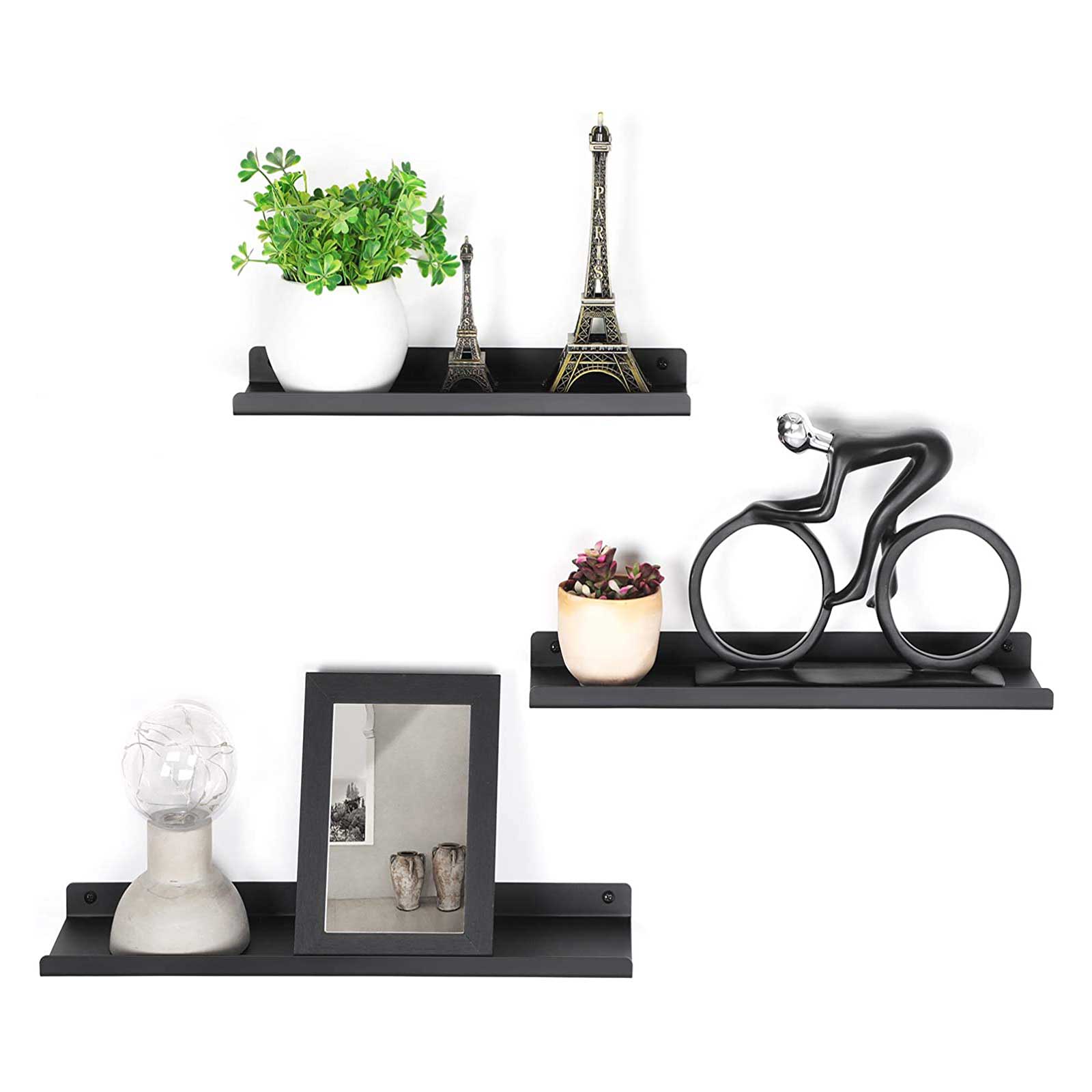 Wandregale - 3 - schwimmendes Metall - Industrielles Design - Schwarz
