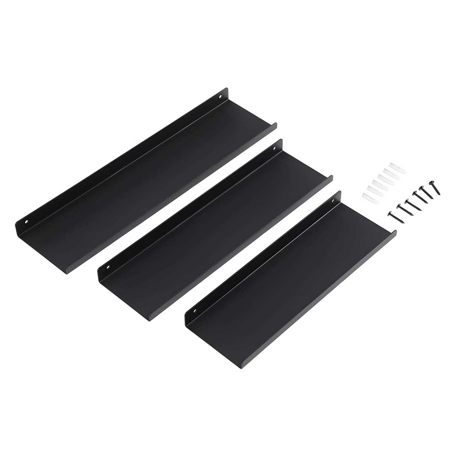 Wandregale - 3 - schwimmendes Metall - Industrielles Design - Schwarz